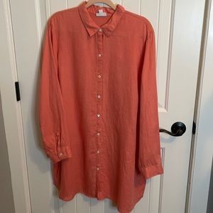 J Jill 100% linen tunic button down shirt